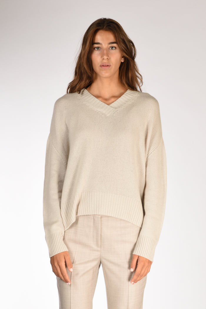 Allude Maglia V Beige Chiaro Donna - 2