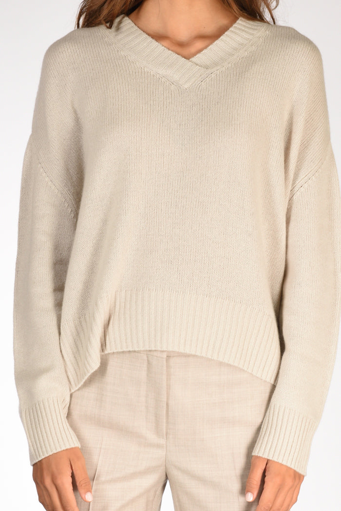 Allude Maglia V Beige Chiaro Donna - 3