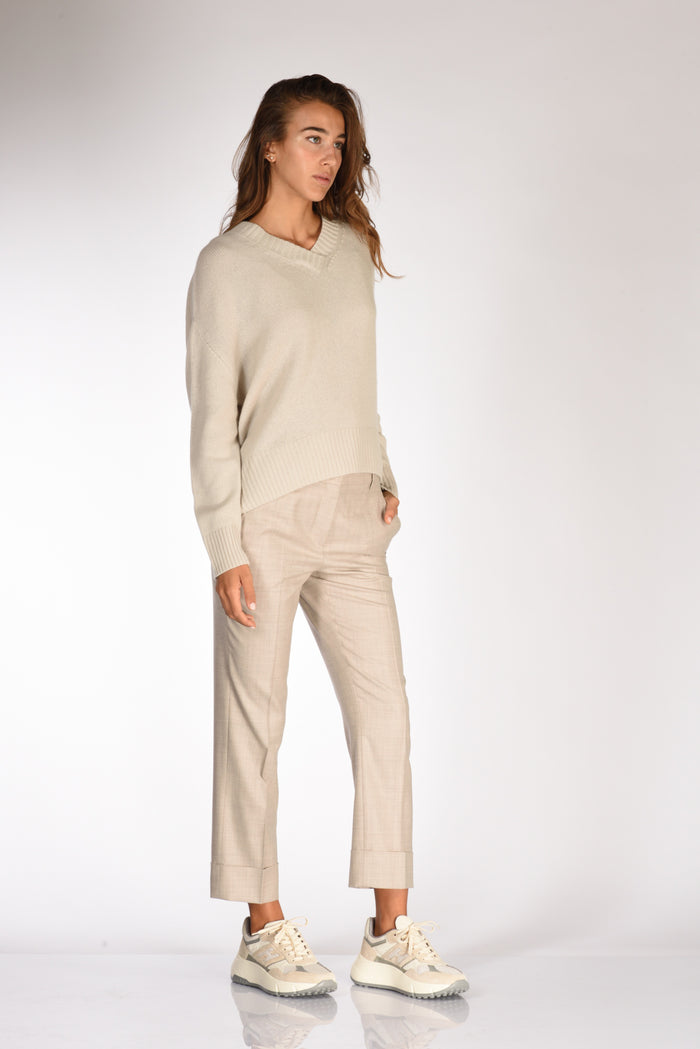 Allude Maglia V Beige Chiaro Donna - 4