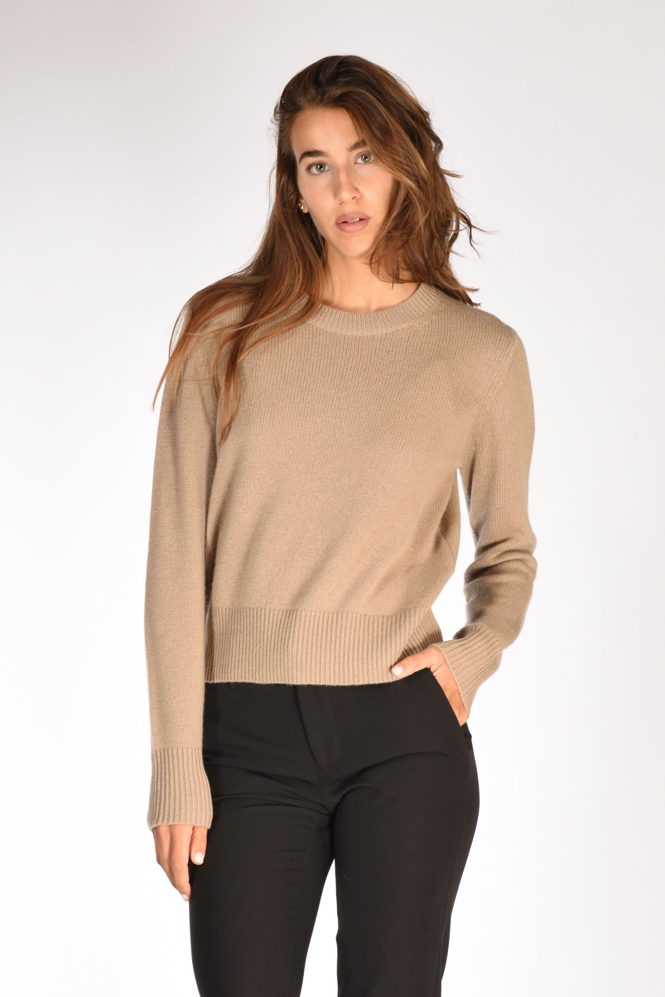 Allude Maglia Girocollo Beige Scuro Donna