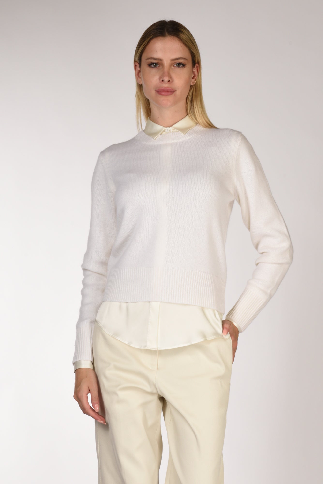 Allude Maglia Girocollo Bianco Donna