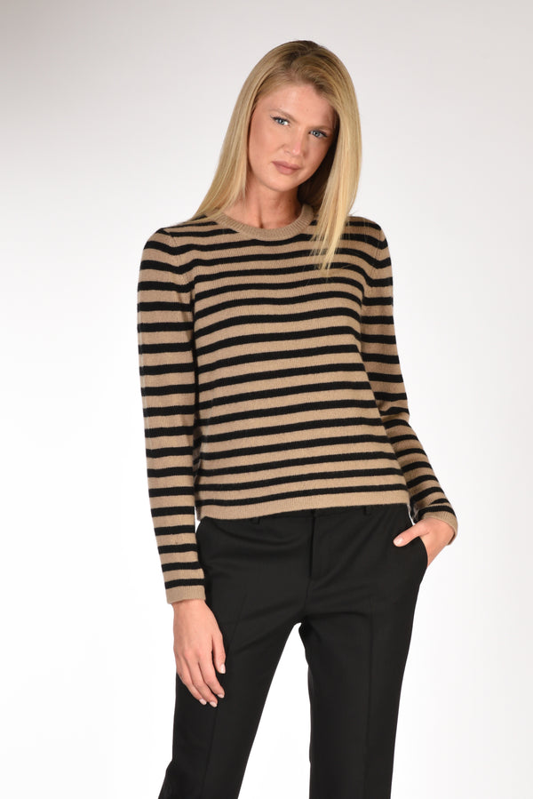 Allude Maglia Rigata Beige/nero Donna