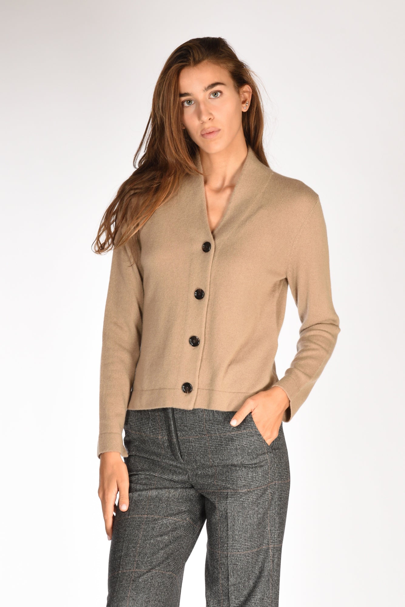 Allude Maglia Cardigan Beige Scuro Donna