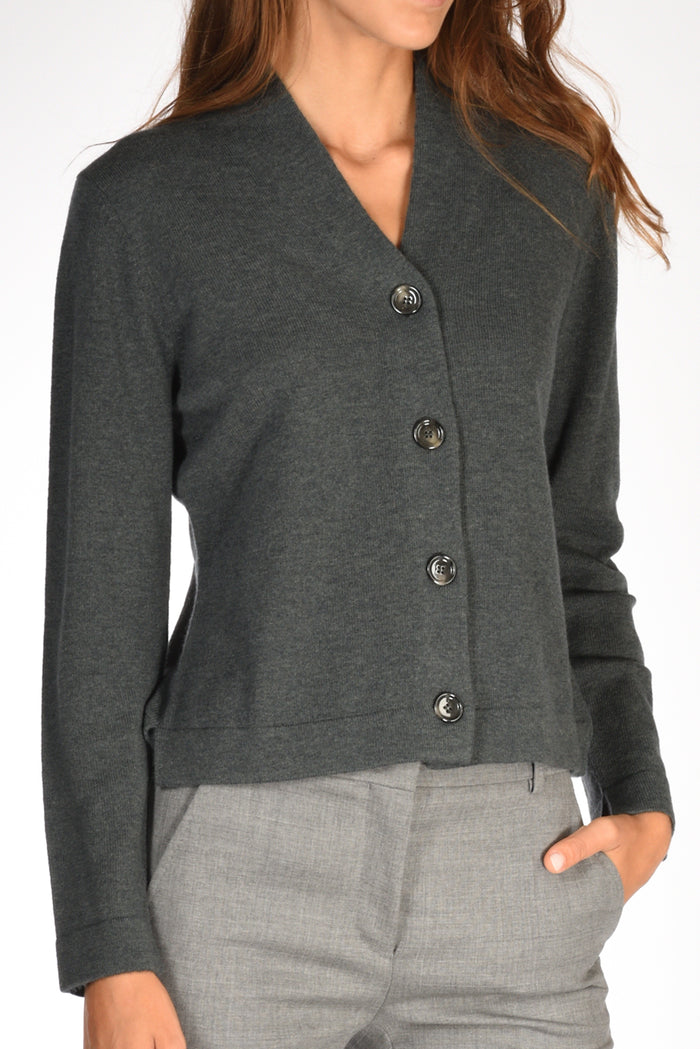 Allude Maglia Cardigan Grigio Fango Donna - 3