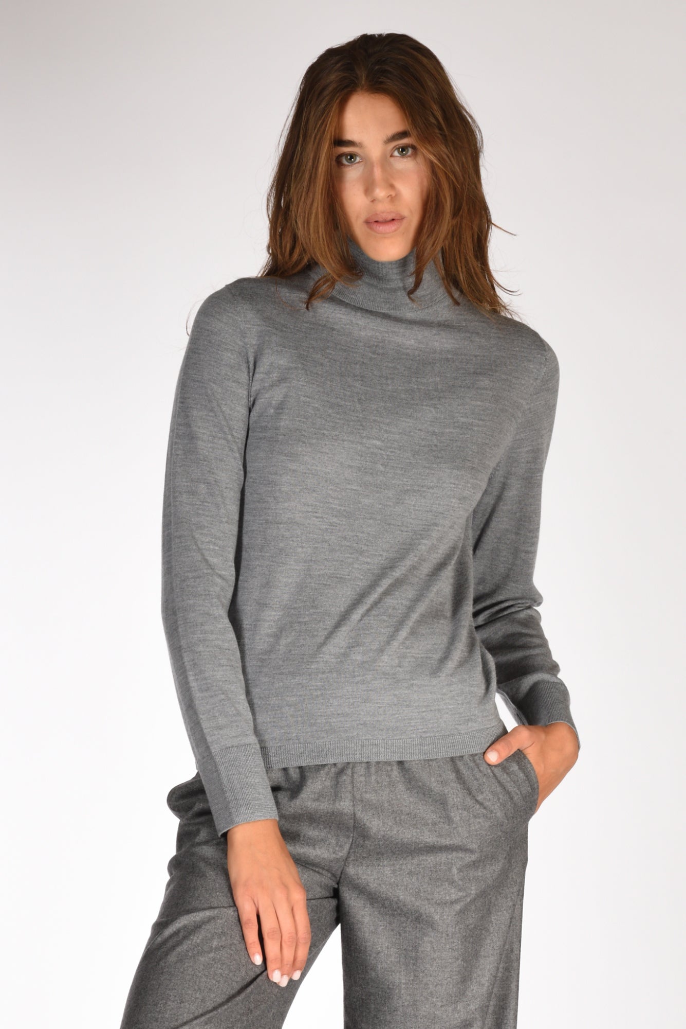 Allude Collo Alto Maglia Grigio Donna