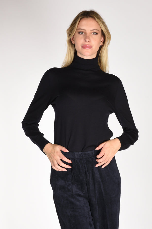 Allude Collo Alto Maglia Blu Donna