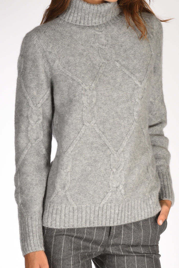 Allude Collo Alto Maglia Grigio Donna - 3