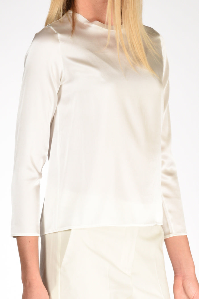 Shirt C Zero Maglia Seta Bianco Latte Donna - 3