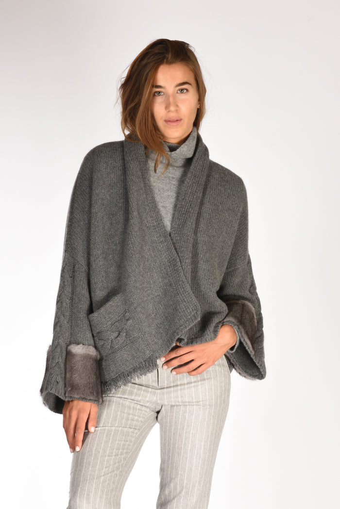 Ella Lago Di Como Poncho Treccia Grigio Donna - 1