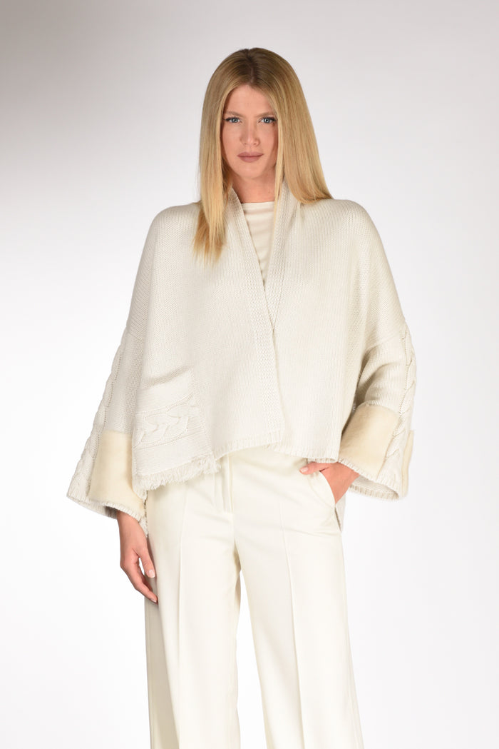 Ella Lago Di Como Poncho Treccia Bianco Latte Donna - 1