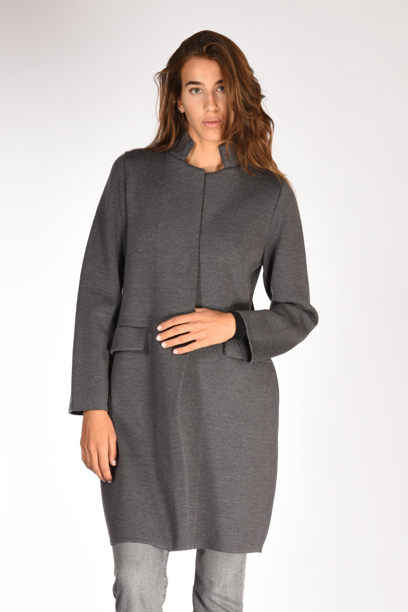 Ella Lago Di Como Cappotto Maglia Grigio Donna