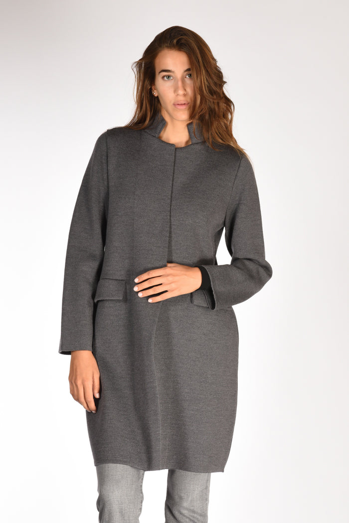 Ella Lago Di Como Cappotto Maglia Grigio Donna - 1