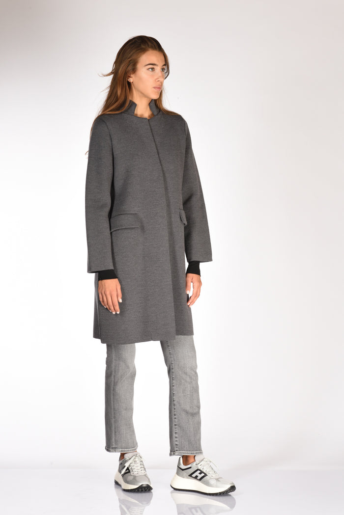 Ella Lago Di Como Cappotto Maglia Grigio Donna - 3