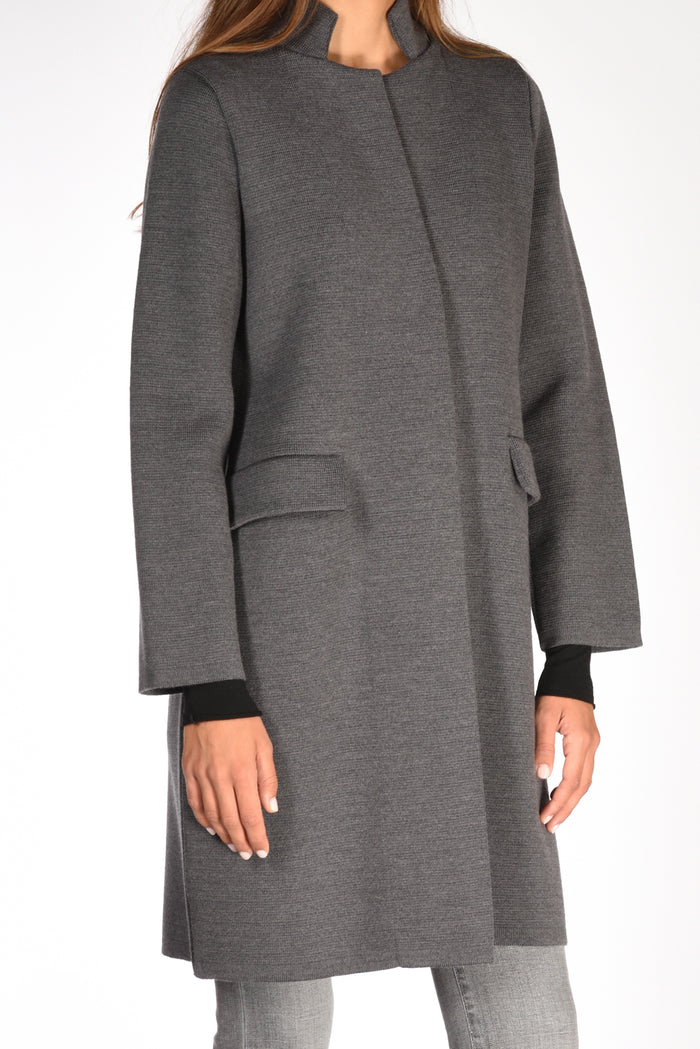 Ella Lago Di Como Cappotto Maglia Grigio Donna - 4