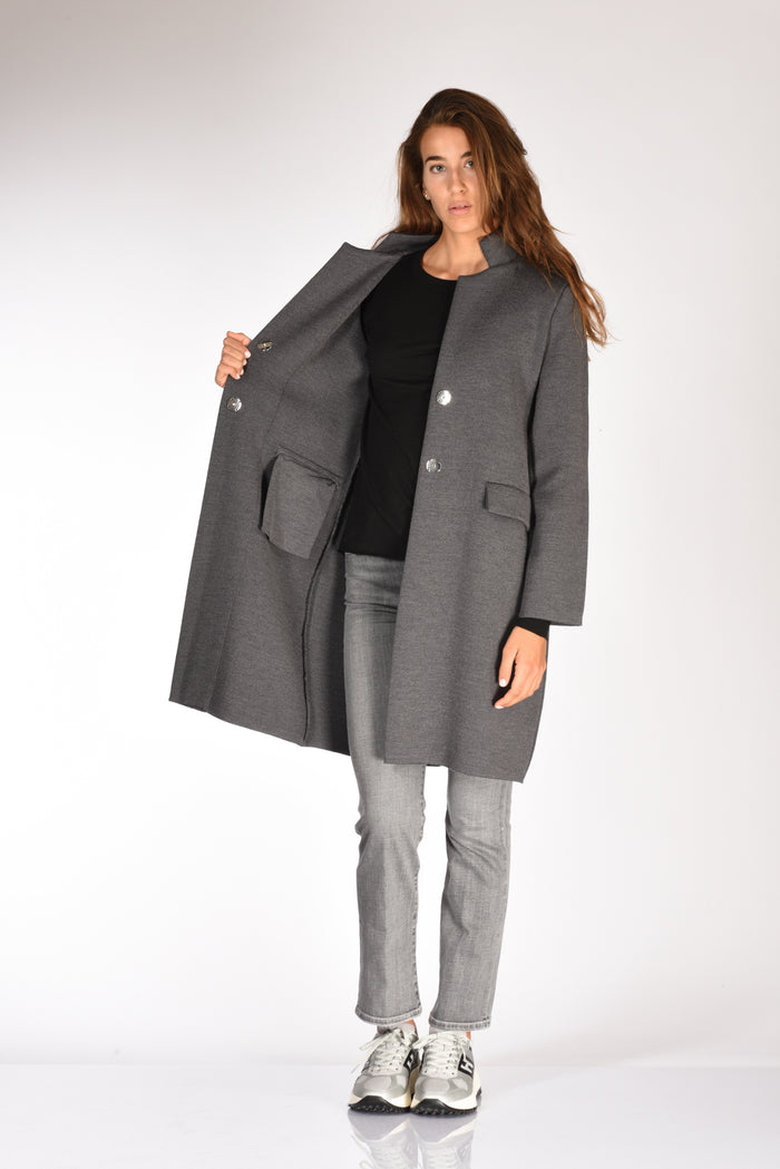 Ella Lago Di Como Cappotto Maglia Grigio Donna - 6