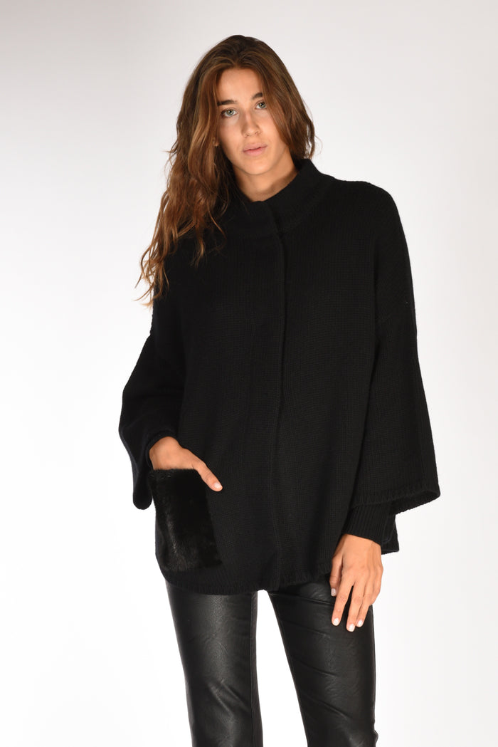 Ella Lago Di Como Poncho Nero Donna - 1