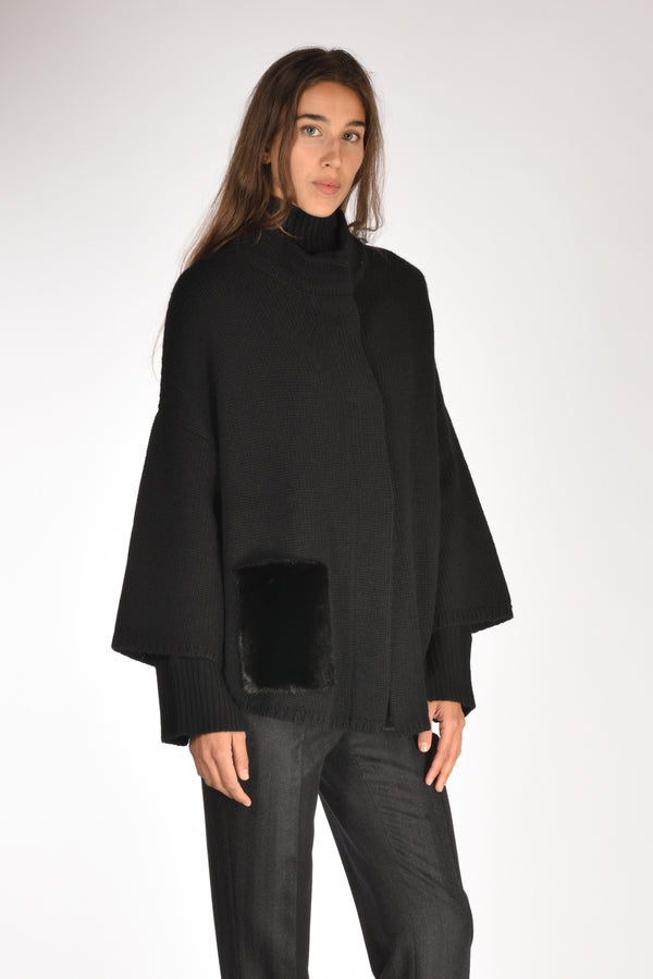 Ella Lago Di Como Poncho Nero Donna