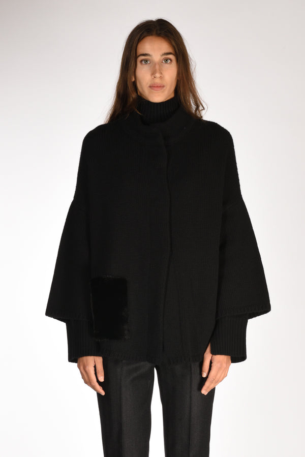 Ella Lago Di Como Poncho Nero Donna-2