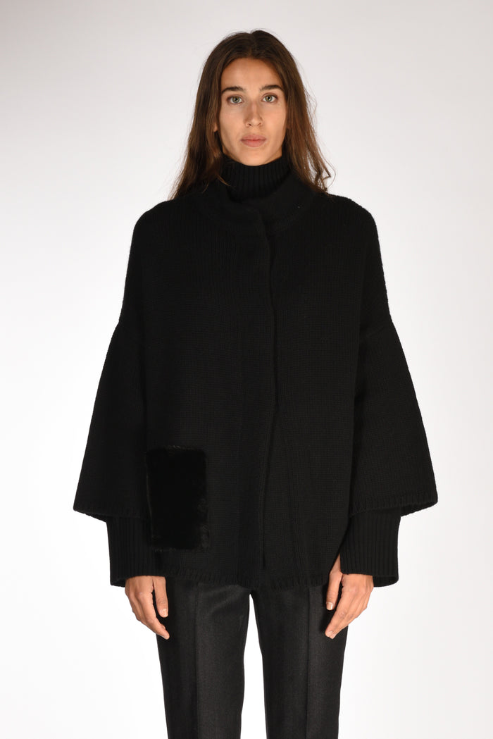 Ella Lago Di Como Poncho Nero Donna - 2