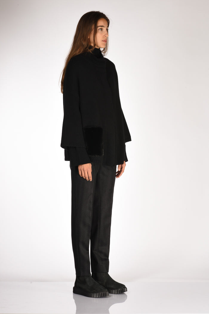 Ella Lago Di Como Poncho Nero Donna - 4
