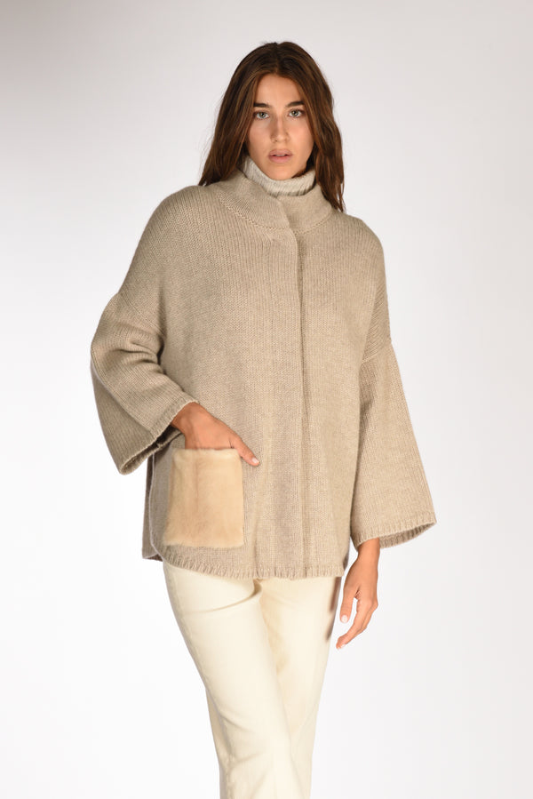 Ella Lago Di Como Poncho Beige Donna