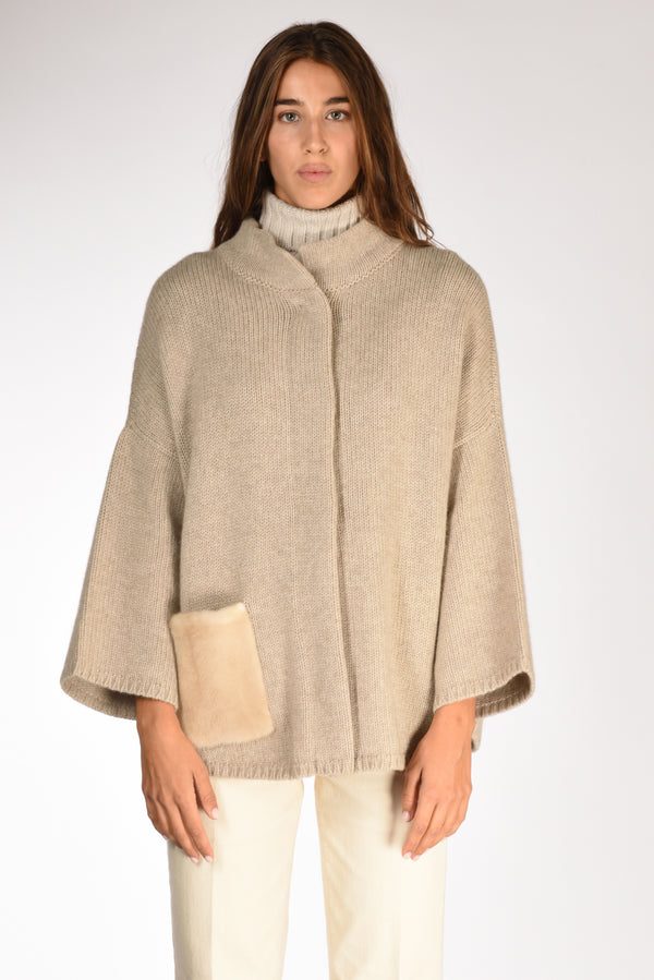 Ella Lago Di Como Poncho Beige Donna-2