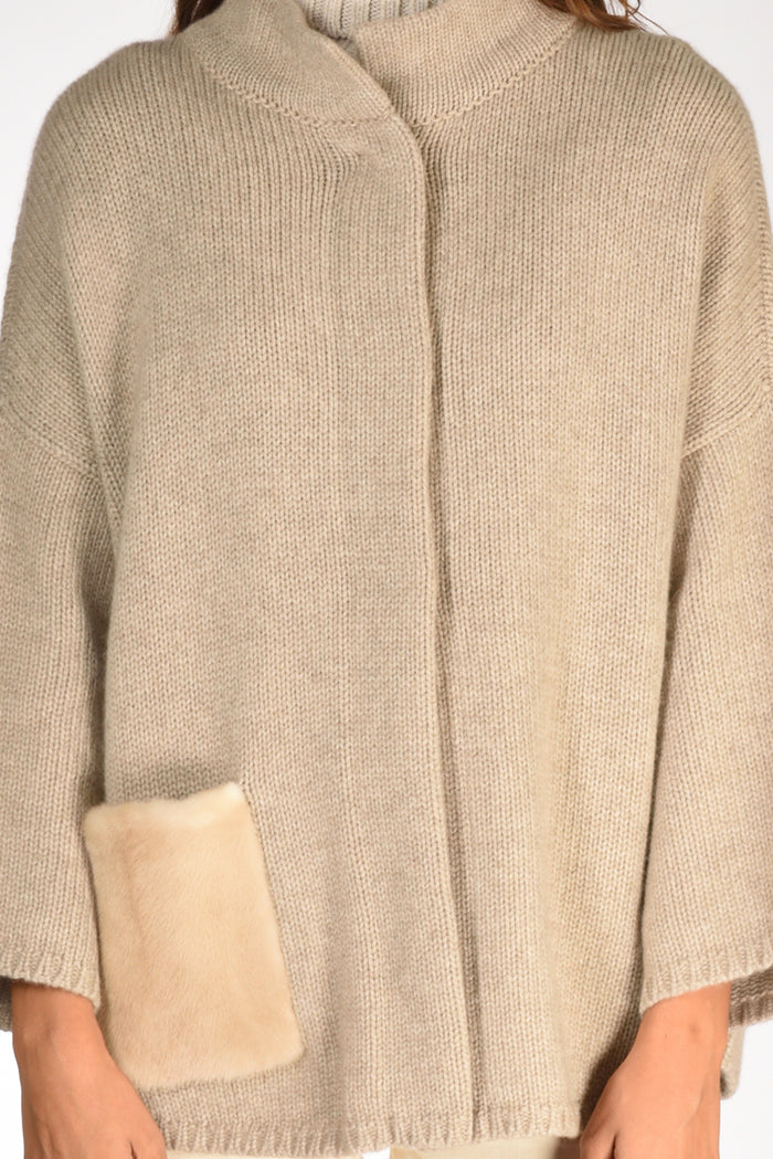 Ella Lago Di Como Poncho Beige Donna - 3