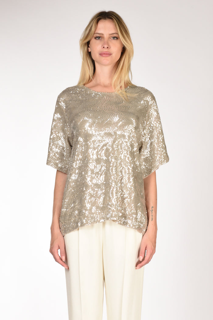 Forte Forte Tshirt Paillettes Argento Donna - 2