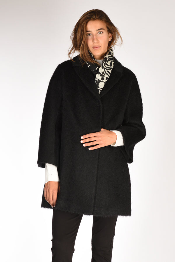 Mouche Cappotto Colletto Nero Donna