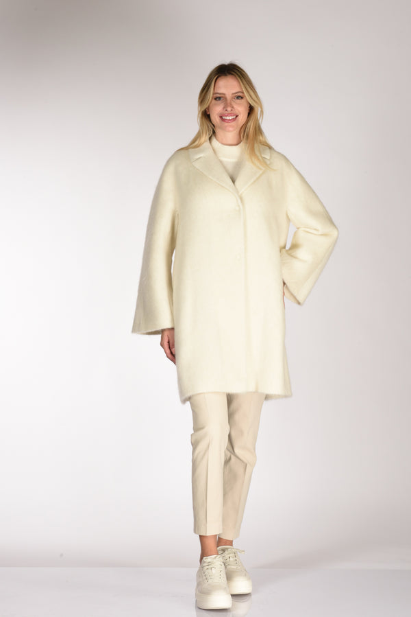 Mouche Cappotto Colletto Bianco Naturale Donna