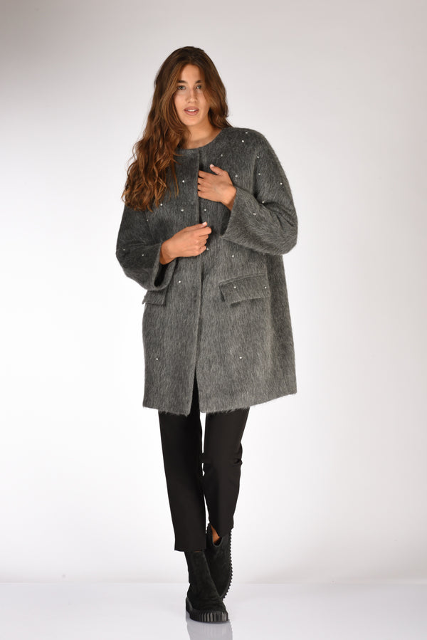 Mouche Cappotto Girocollo Grigio Donna