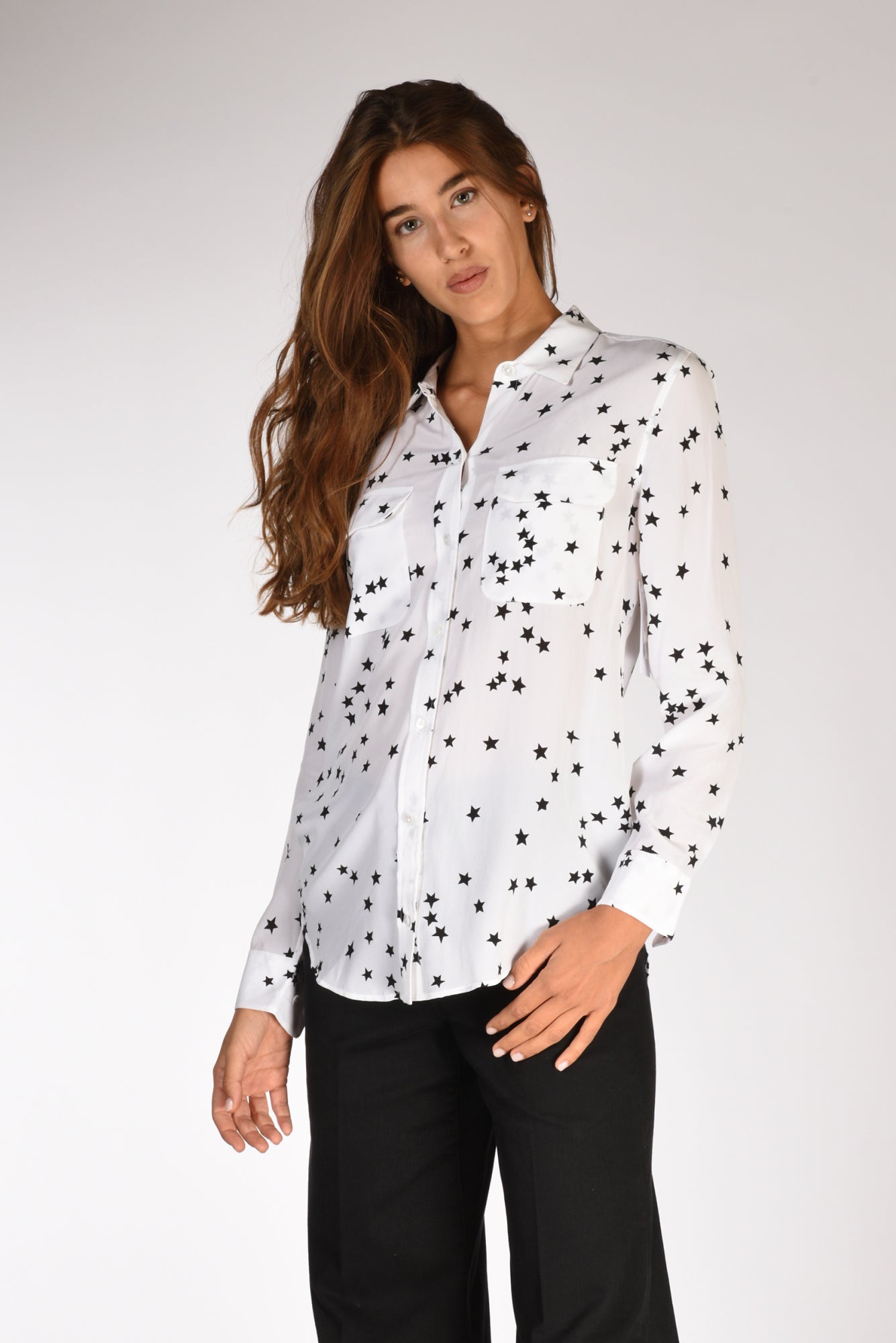 Equipment Femme Camicia Signature Bianco/nero Donna