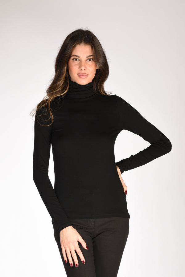 Majestic Filatures Paris Maglia Collo Alto Nero Donna