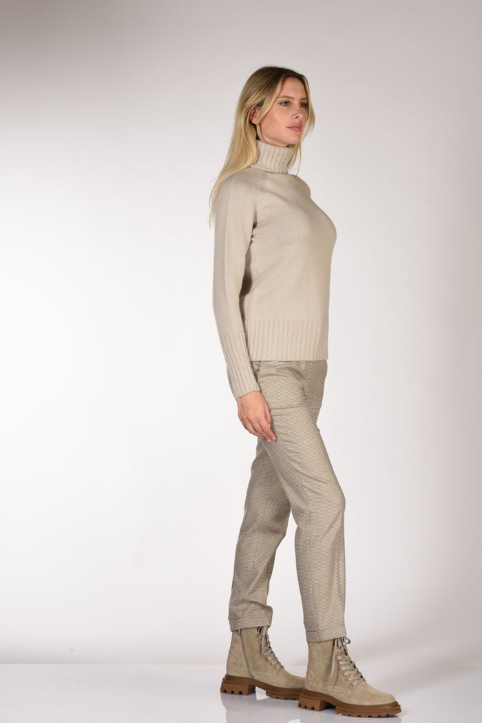 Drumohr Maglia Collo Alto Beige Chiaro Donna - 4