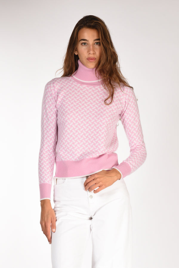 Drumohr Maglia Biscottino Rosa/bianco Donna