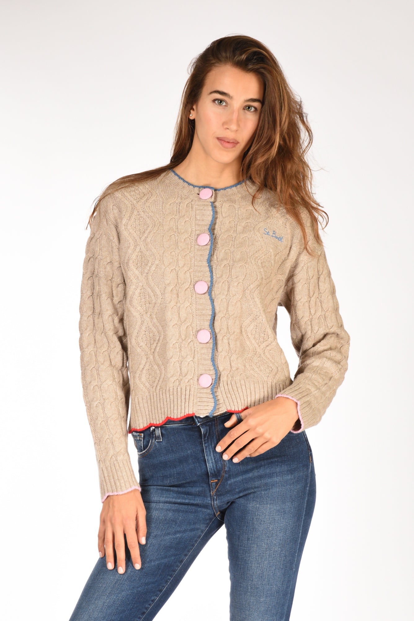 Mc2 Saint Barth Cardigan Mallery Beige Donna