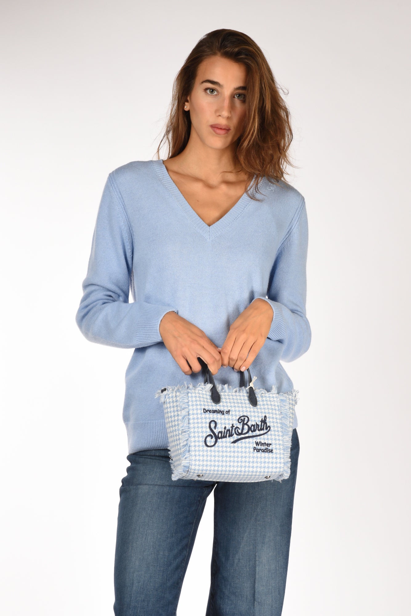 Mc2 Saint Barth Borsa Vanity Mini Azzurro/bianco Donna