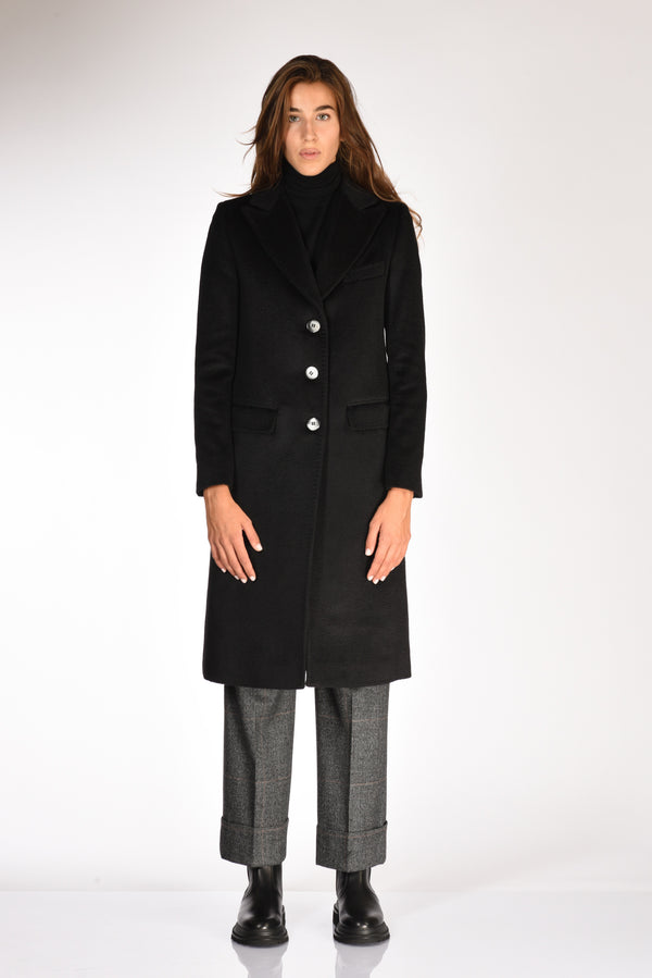 Five Cappotto Nero Donna-2