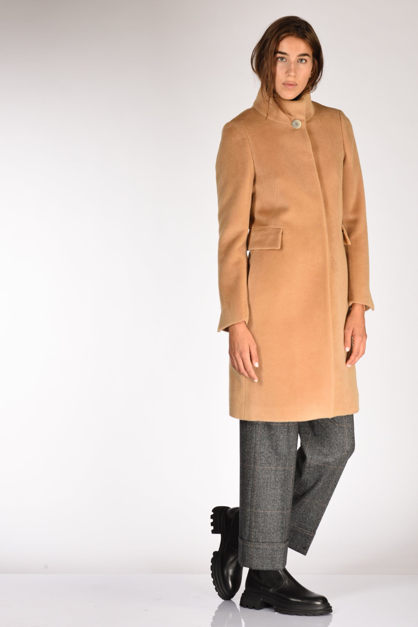 Five Cappotto Beige Donna