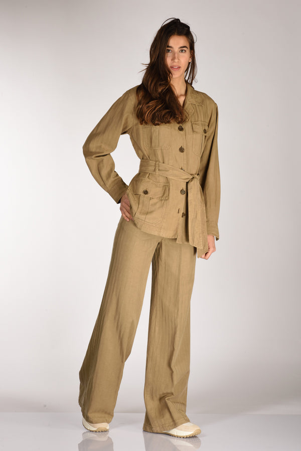 Aspesi Pantalone Largo Beige Scuro Donna-2