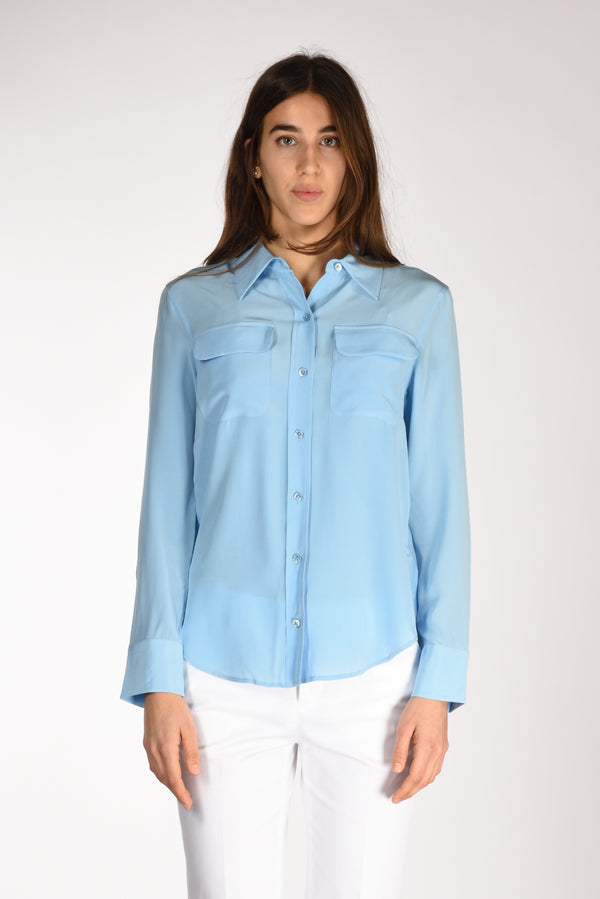 Equipment Femme Camicia Tasche Azzurro Donna-2