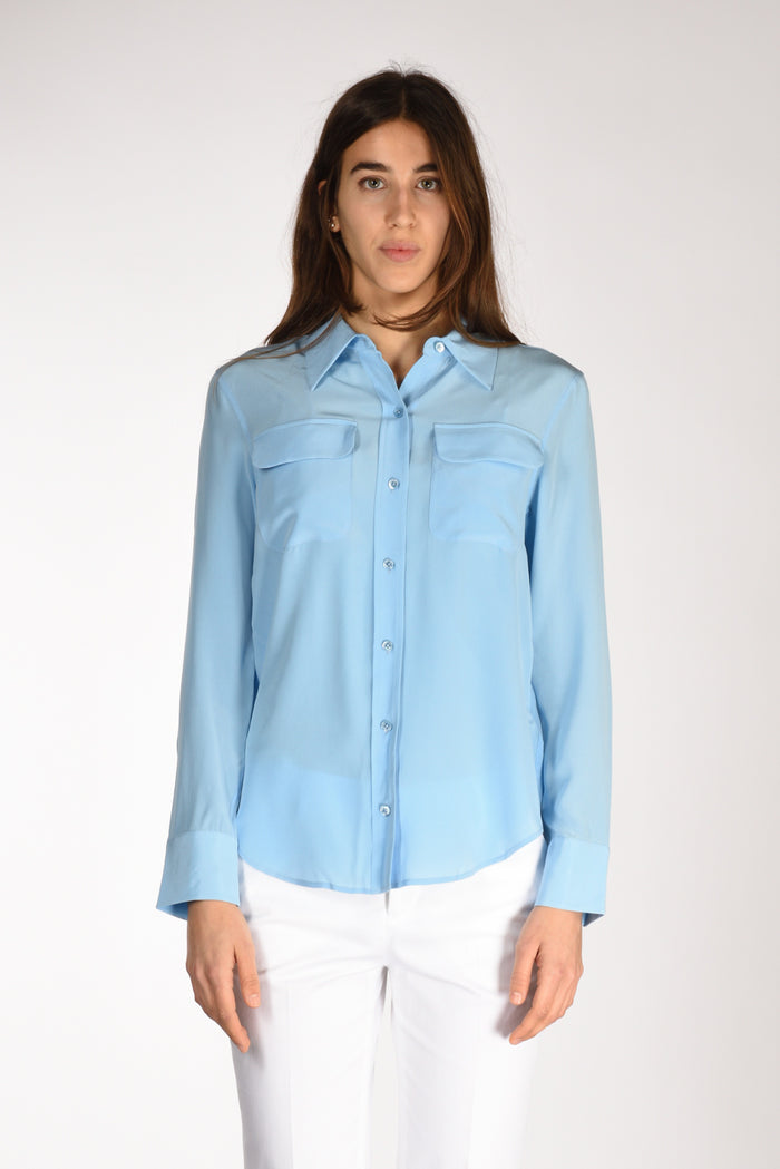 Equipment Femme Camicia Tasche Azzurro Donna - 2