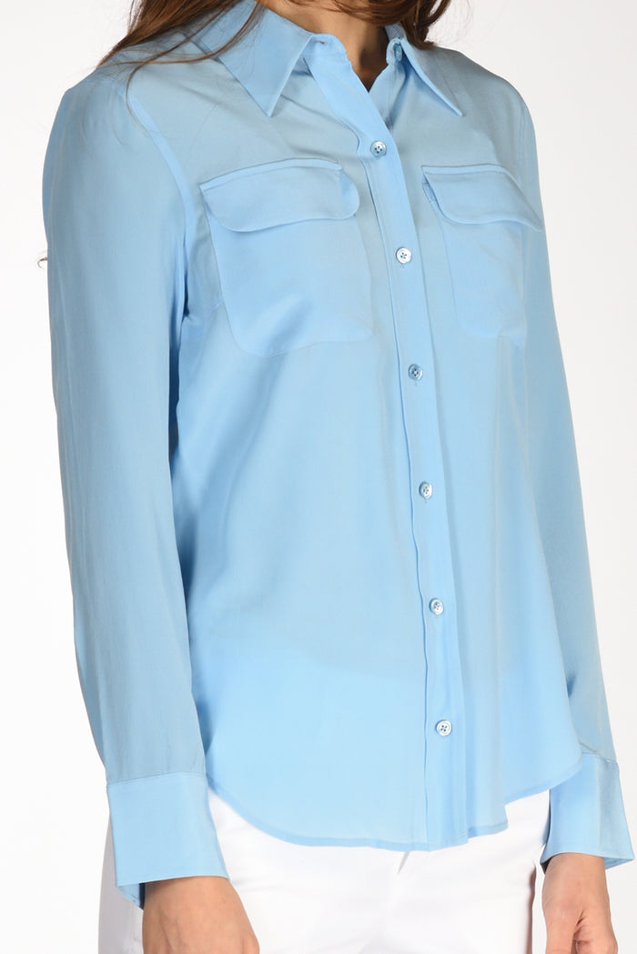 Equipment Femme Camicia Tasche Azzurro Donna - 3