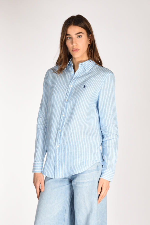 Polo Ralph Lauren Camicia Colletto Azzurro/bianco Donna