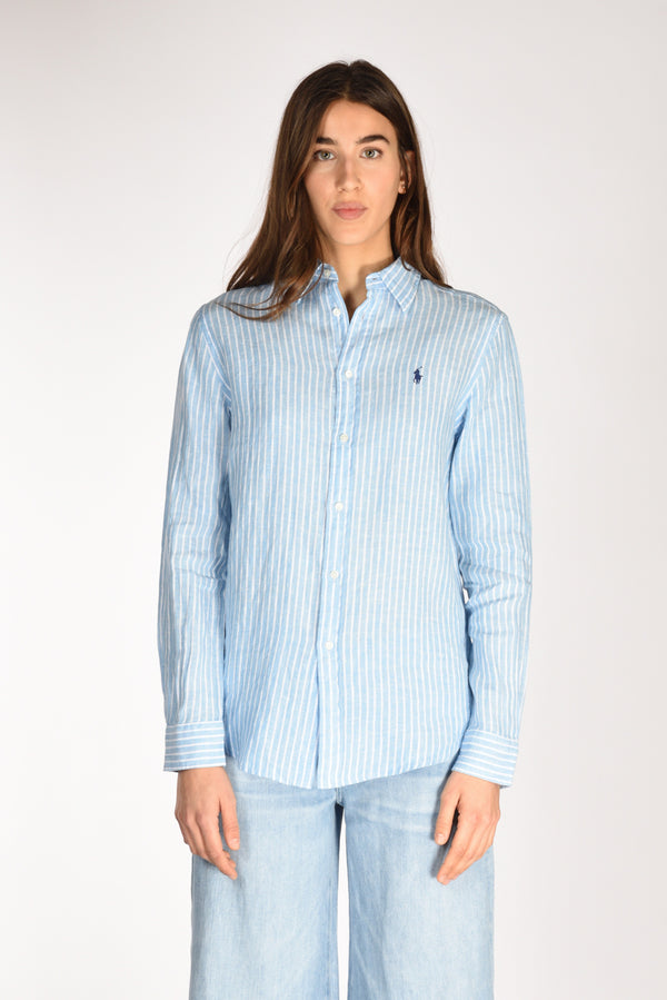 Polo Ralph Lauren Camicia Colletto Azzurro/bianco Donna-2