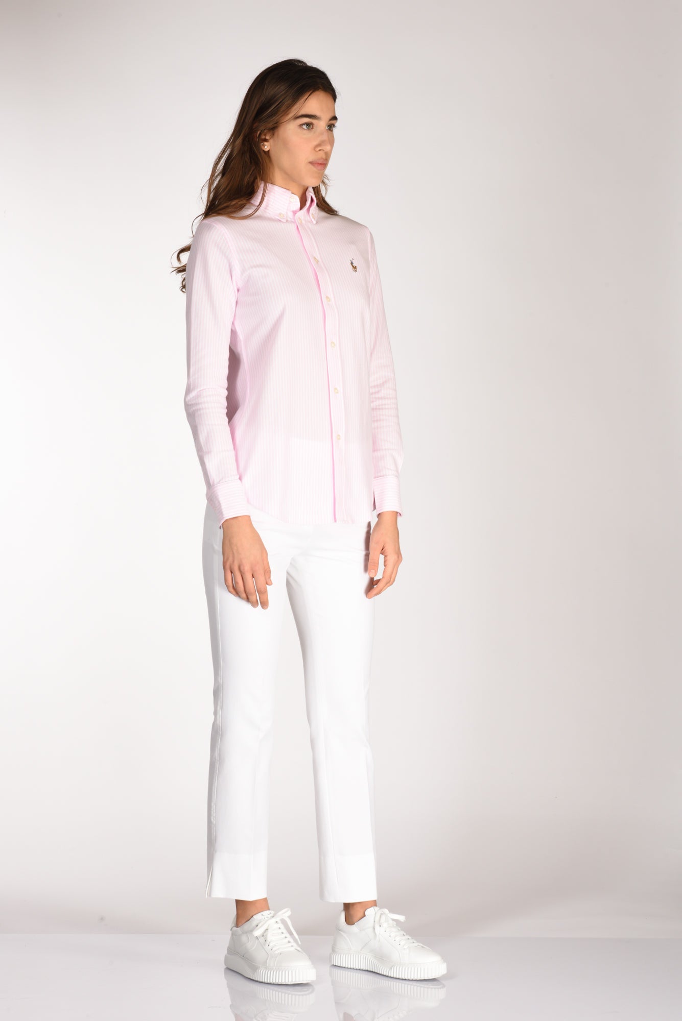 Polo Ralph Lauren Camicia Colletto Rosa/bianco Donna