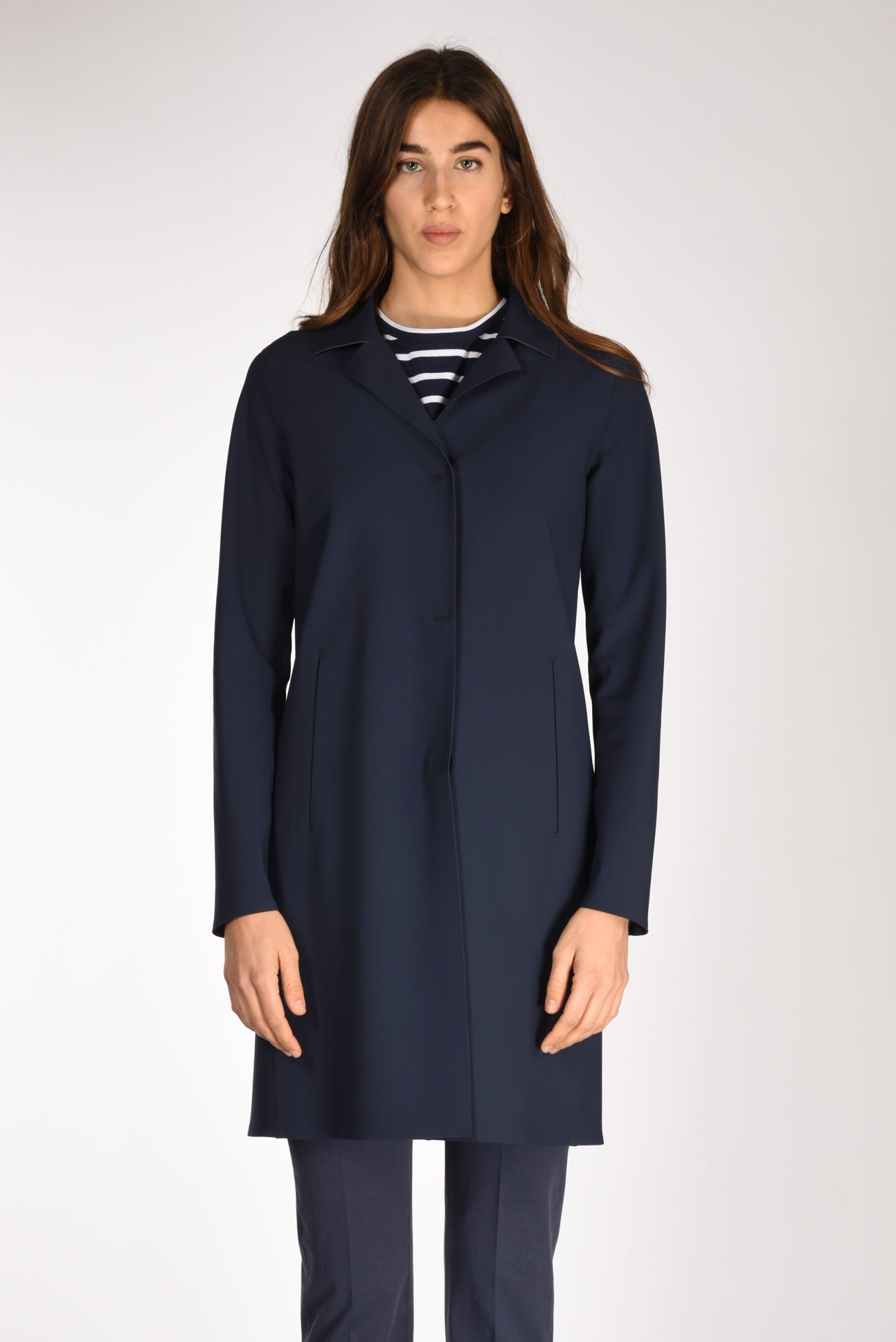 Wool Coat Cappotto Caban Blu Donna Original Caban Maglia Giacca