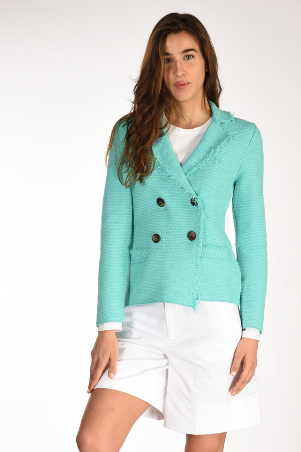 Base Milano Giacca Maglia Azzurro Donna