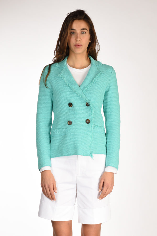 Base Milano Giacca Maglia Azzurro Donna-2