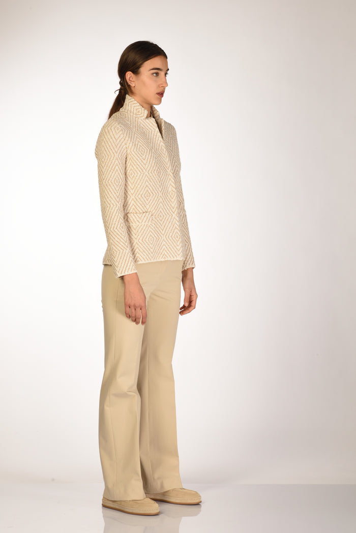 Base Milano Giacca Maglia Beige Chiaro/beige Donna - 4